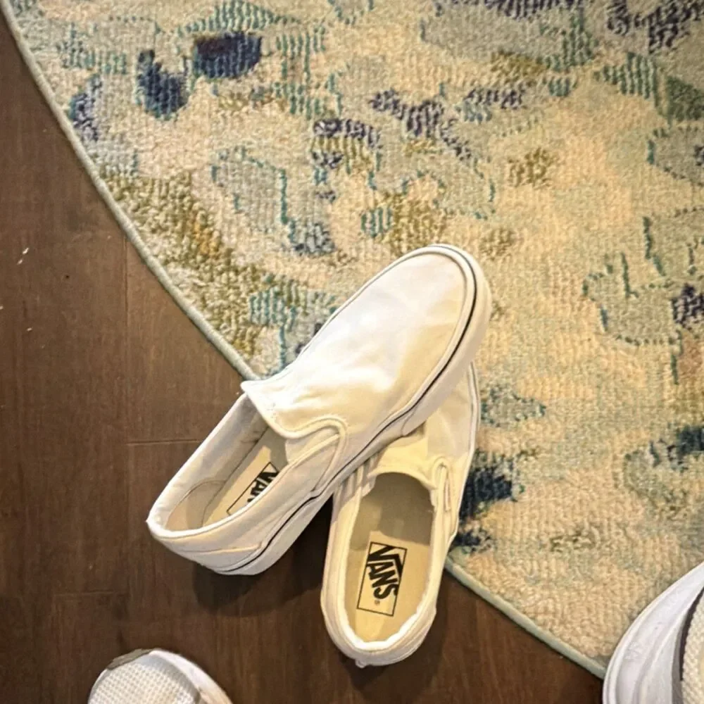 Vans Slip-On Men’s White Canvas Casual Shoes US 6.5 Breathable Rubber Sole